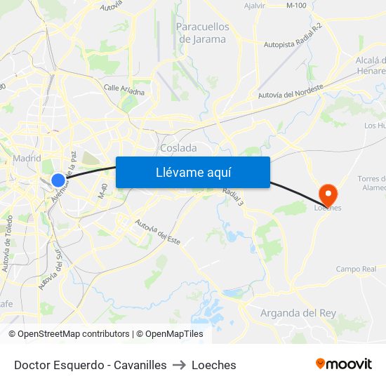 Doctor Esquerdo - Cavanilles to Loeches map
