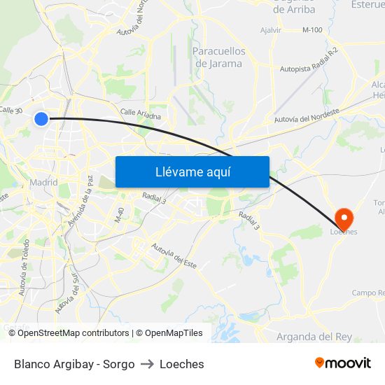 Blanco Argibay - Sorgo to Loeches map