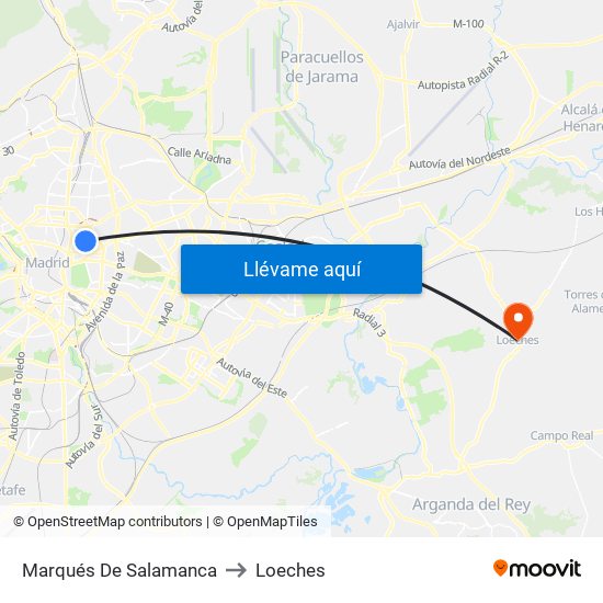 Marqués De Salamanca to Loeches map