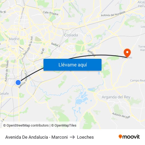 Avenida De Andalucía - Marconi to Loeches map