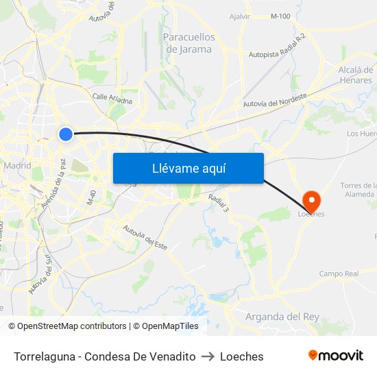 Torrelaguna - Condesa De Venadito to Loeches map