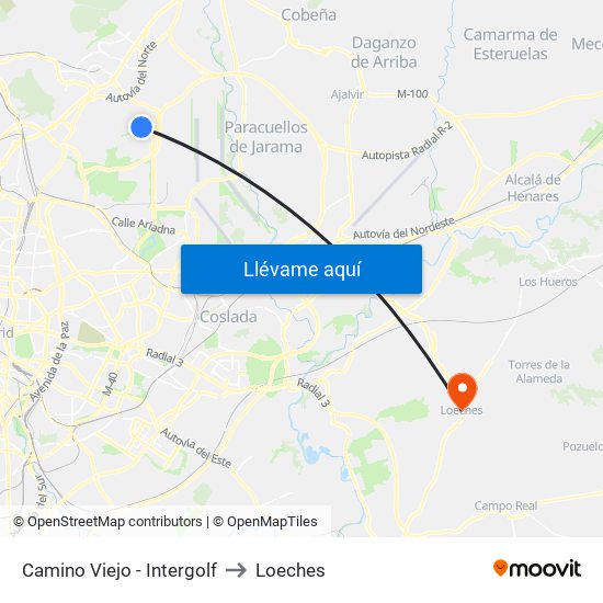 Camino Viejo - Intergolf to Loeches map