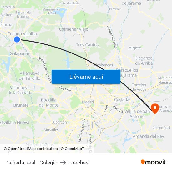 Cañada Real - Colegio to Loeches map