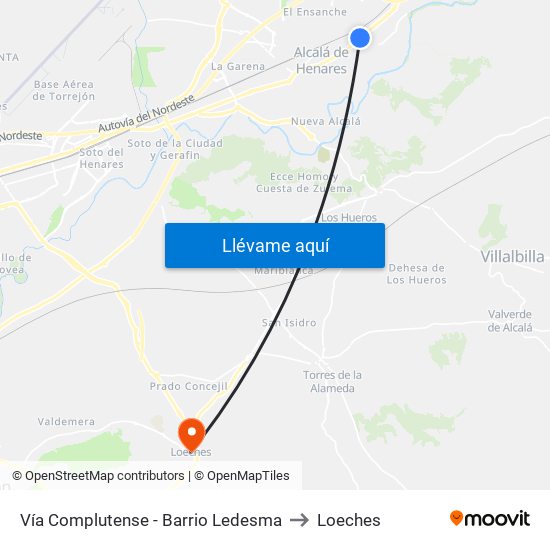 Vía Complutense - Barrio Ledesma to Loeches map