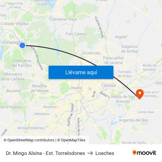 Dr. Mingo Alsina - Est. Torrelodones to Loeches map