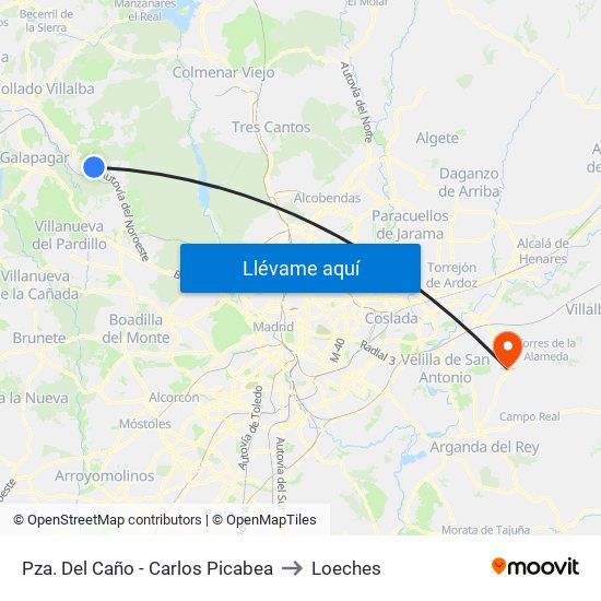 Pza. Del Caño - Carlos Picabea to Loeches map