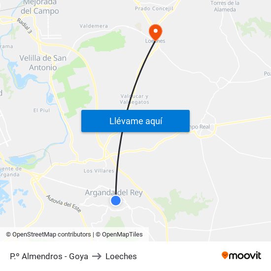 P.º Almendros - Goya to Loeches map