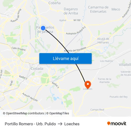 Portillo Romero - Urb. Pulido to Loeches map