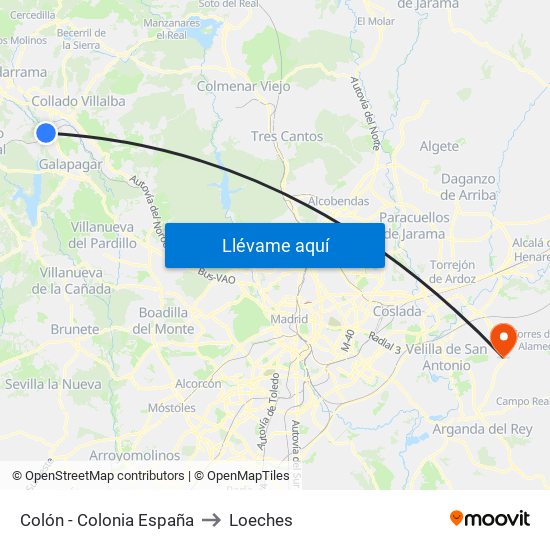 Colón - Colonia España to Loeches map