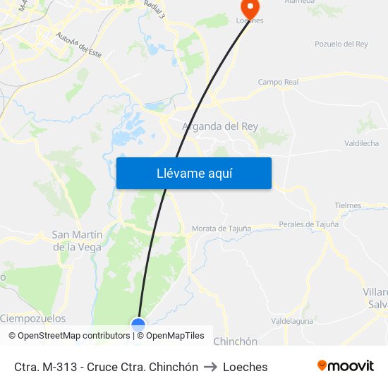 Ctra. M-313 - Cruce Ctra. Chinchón to Loeches map