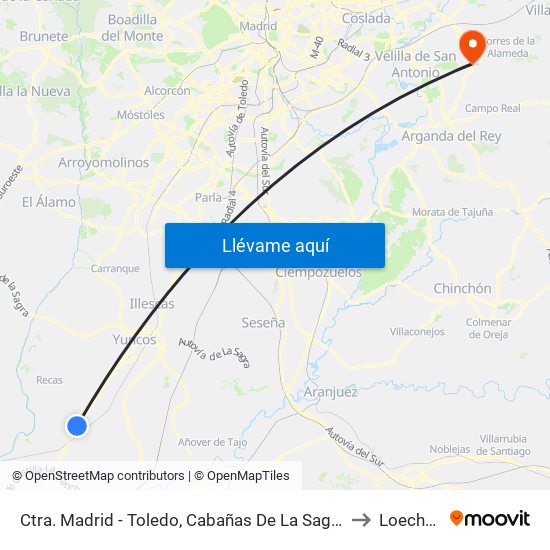 Ctra. Madrid - Toledo, Cabañas De La Sagra to Loeches map