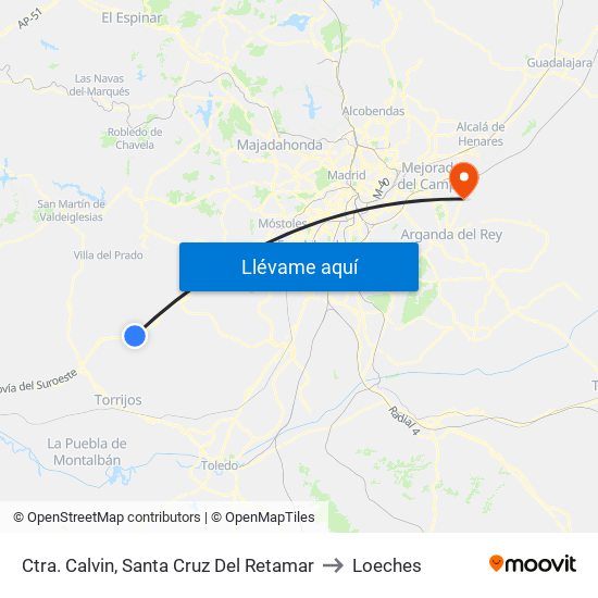 Ctra. Calvin, Santa Cruz Del Retamar to Loeches map