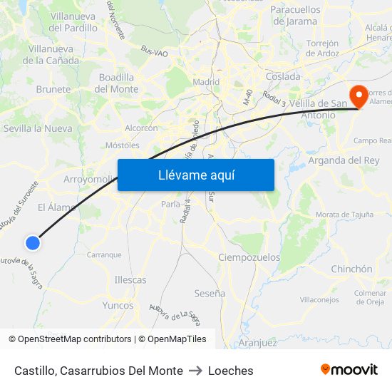 Castillo, Casarrubios Del Monte to Loeches map