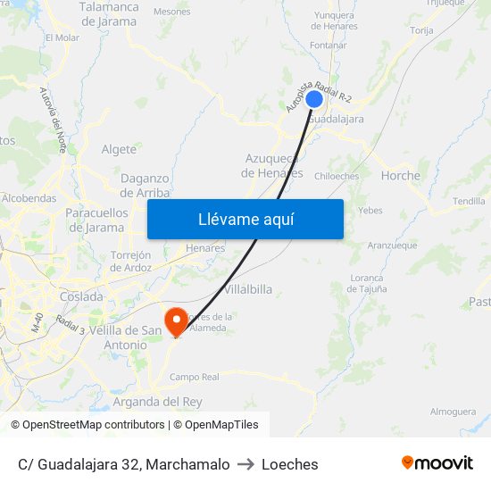 C/ Guadalajara 32, Marchamalo to Loeches map