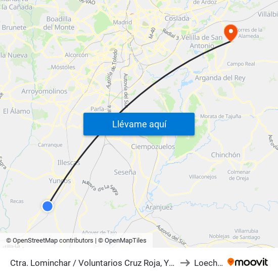 Ctra. Lominchar / Voluntarios Cruz Roja, Yuncler to Loeches map