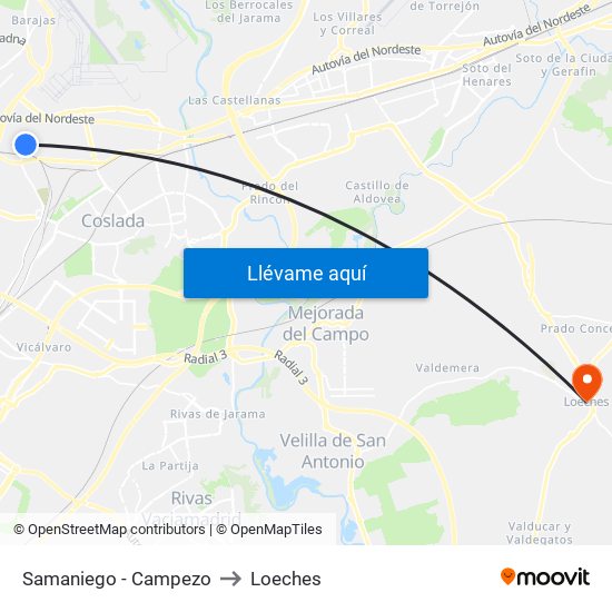 Samaniego - Campezo to Loeches map