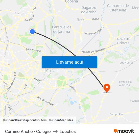 Camino Ancho - Colegio to Loeches map