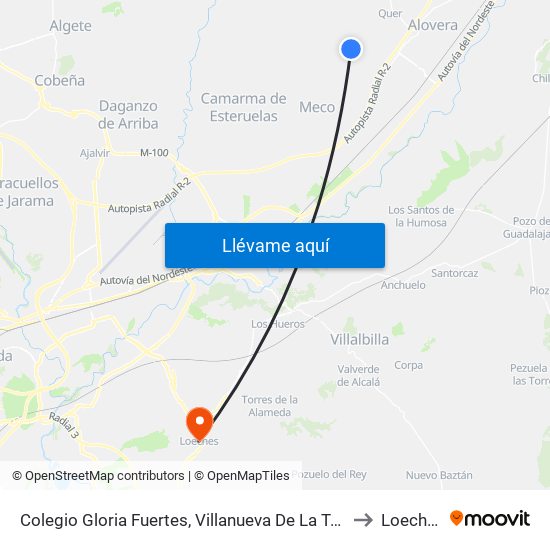 Colegio Gloria Fuertes, Villanueva De La Torre to Loeches map