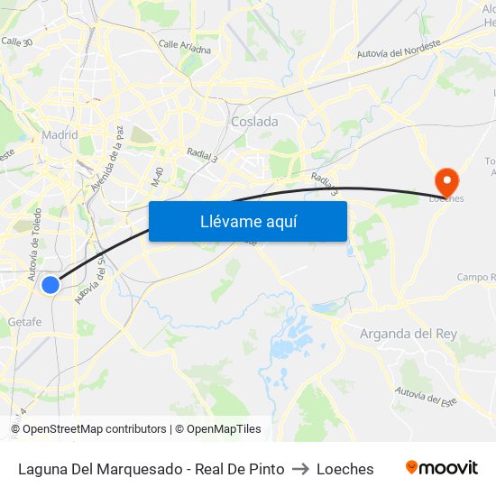 Laguna Del Marquesado - Real De Pinto to Loeches map