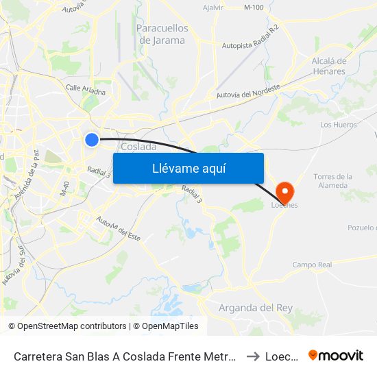 Carretera San Blas A Coslada Frente Metropolitano to Loeches map