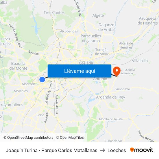 Joaquín Turina - Parque Carlos Matallanas to Loeches map