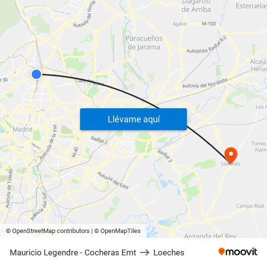 Mauricio Legendre - Cocheras Emt to Loeches map