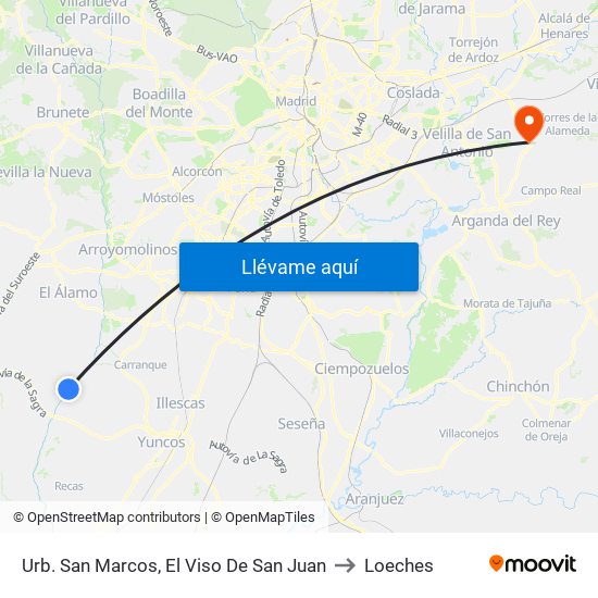 Urb. San Marcos, El Viso De San Juan to Loeches map