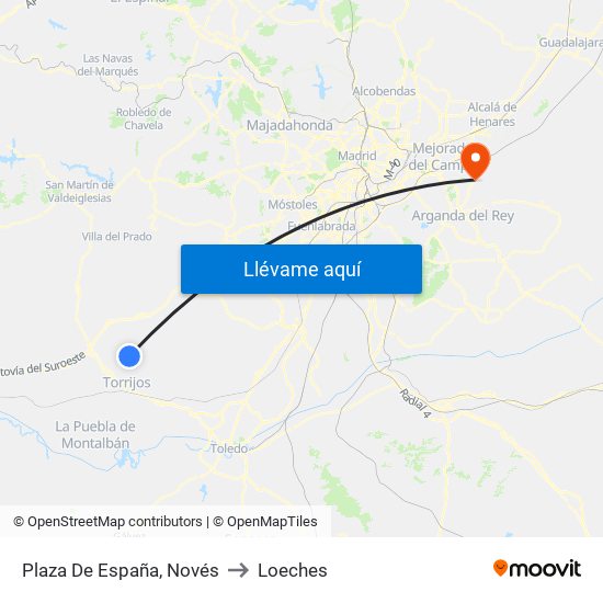 Plaza De España, Novés to Loeches map