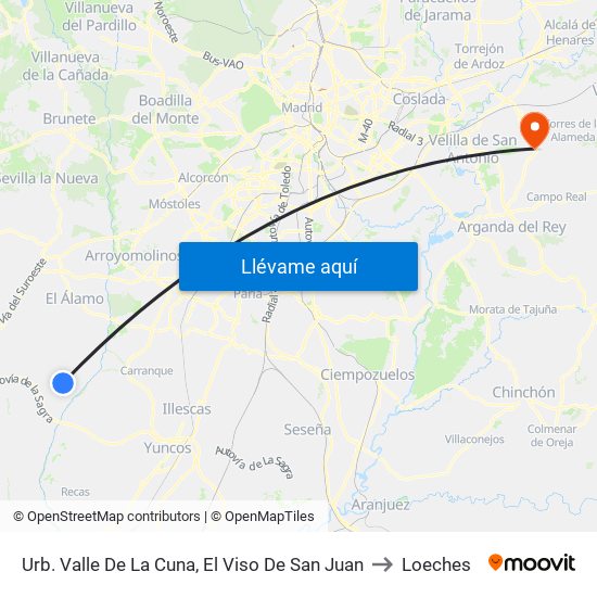 Urb. Valle De La Cuna, El Viso De San Juan to Loeches map