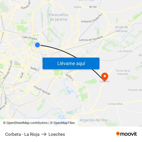 Corbeta - La Rioja to Loeches map