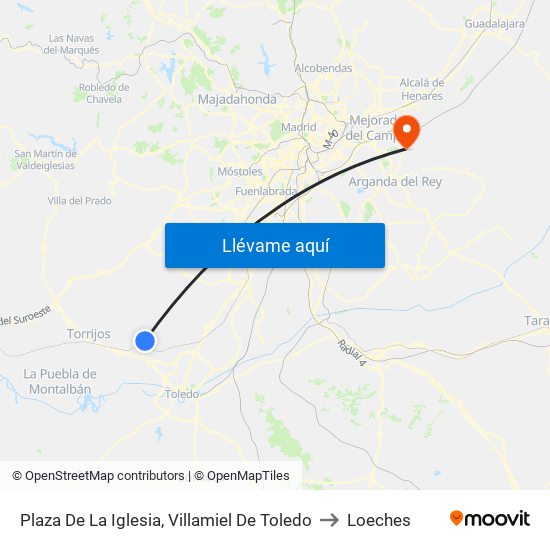 Plaza De La Iglesia, Villamiel De Toledo to Loeches map