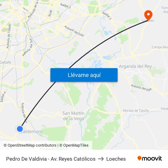 Pedro De Valdivia - Av. Reyes Católicos to Loeches map