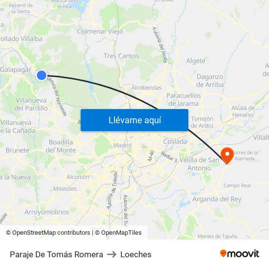 Paraje De Tomás Romera to Loeches map