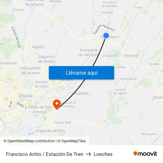 Francisco Aritio / Estación De Tren to Loeches map