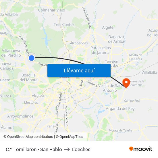 C.º Tomillarón - San Pablo to Loeches map