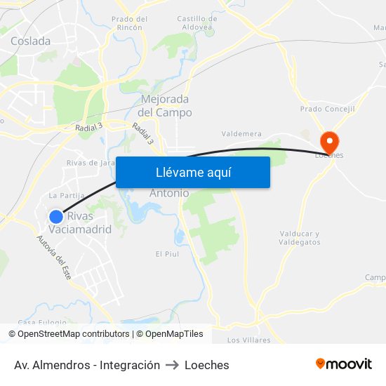Av. Almendros - Integración to Loeches map