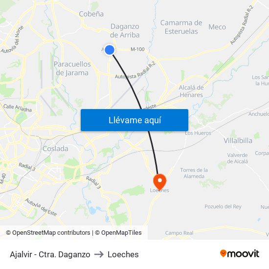 Ajalvir - Ctra. Daganzo to Loeches map