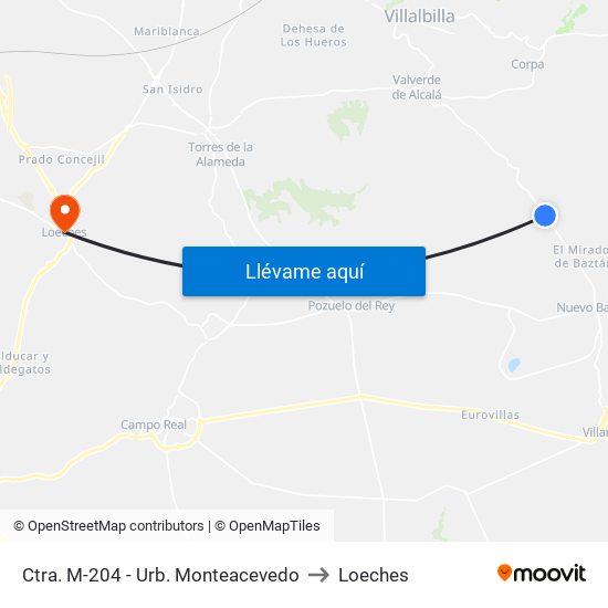 Ctra. M-204 - Urb. Monteacevedo to Loeches map