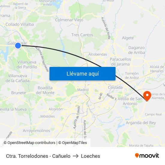 Ctra. Torrelodones - Cañuelo to Loeches map