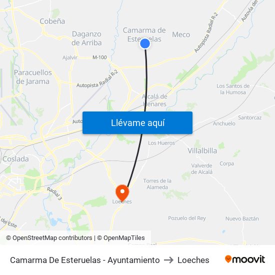 Camarma De Esteruelas - Ayuntamiento to Loeches map