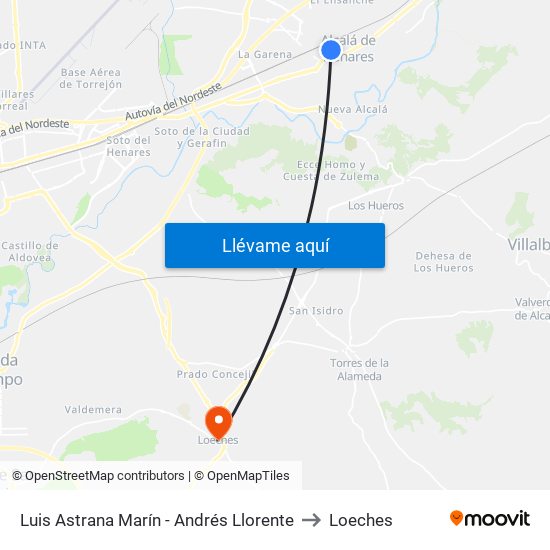 Luis Astrana Marín - Andrés Llorente to Loeches map