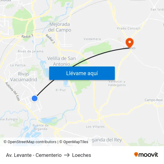Av. Levante - Cementerio to Loeches map