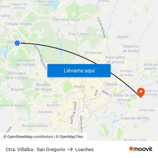 Ctra. Villalba - San Gregorio to Loeches map