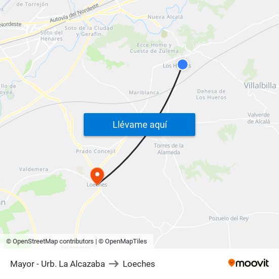 Mayor - Urb. La Alcazaba to Loeches map