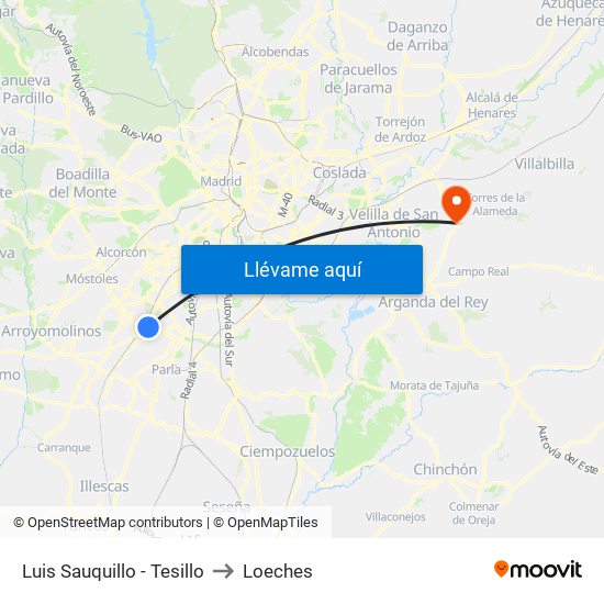 Luis Sauquillo - Tesillo to Loeches map