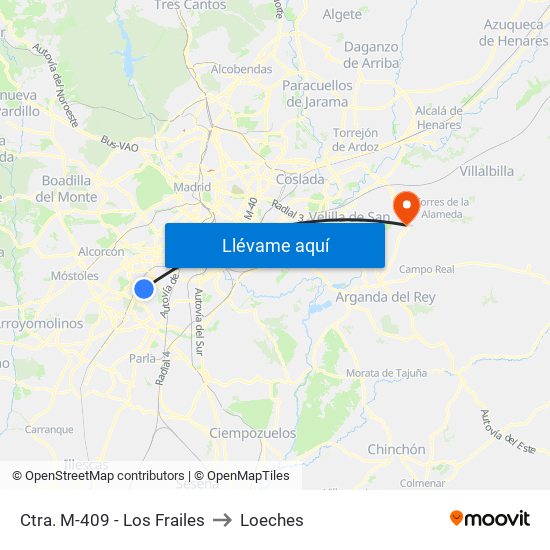 Ctra. M-409 - Los Frailes to Loeches map