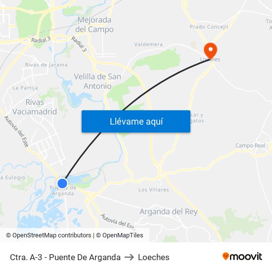 Ctra. A-3 - Puente De Arganda to Loeches map