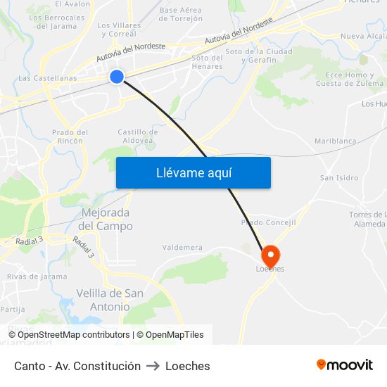 Canto - Av. Constitución to Loeches map