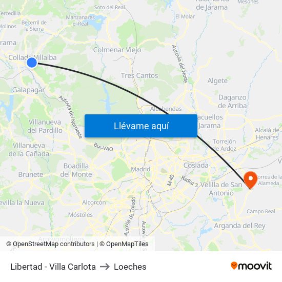 Libertad - Villa Carlota to Loeches map