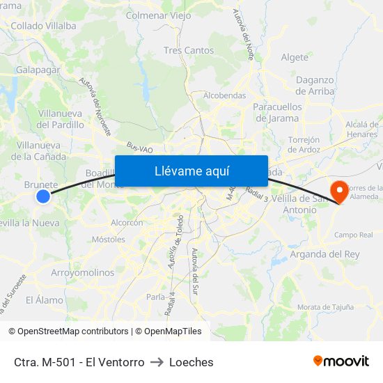 Ctra. M-501 - El Ventorro to Loeches map